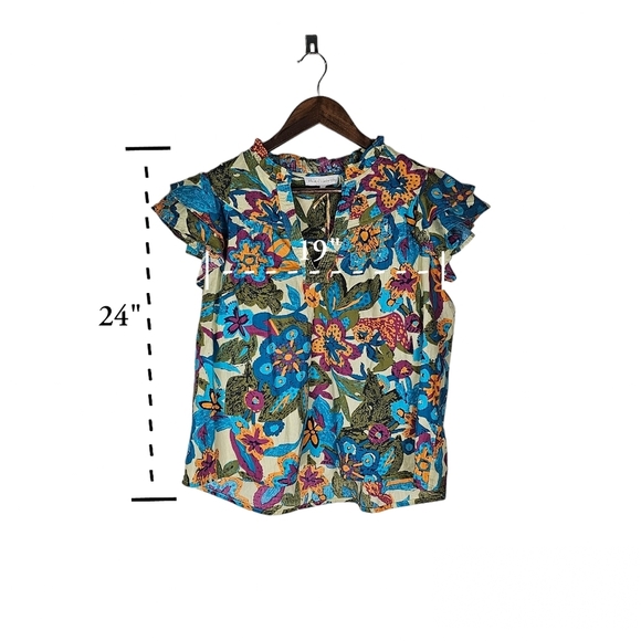 Floral Ruffle Sleeve Blouse - Picture 3 of 6